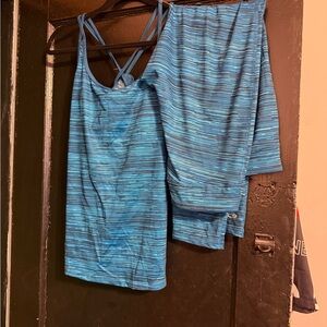 Women's Blue Striped Leggings